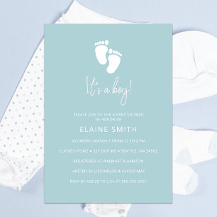 Invitation C'est un garçon Baby Footprint Baby shower garçon