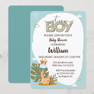 Invitation C'est un garçon Baby Giraffe Baby shower Invitatio