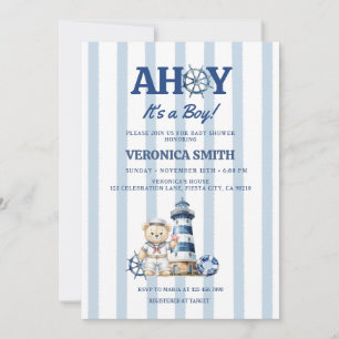 Invitation C'est un garçon Baby Shower Ahoy