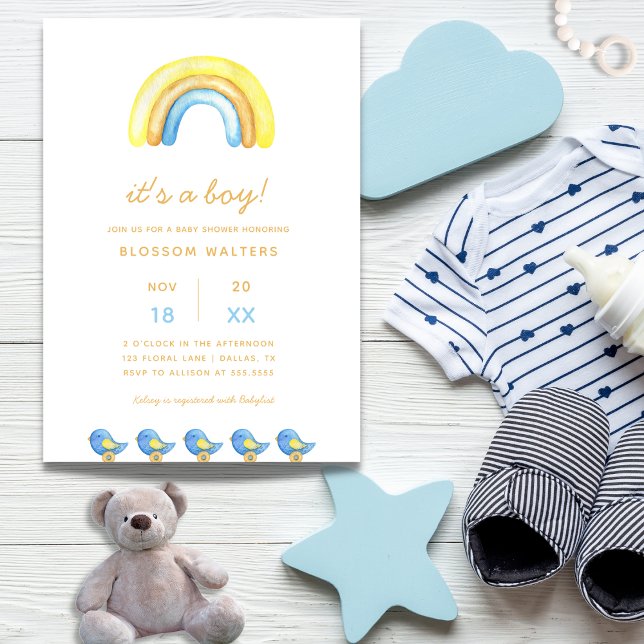 Invitation c'est un garçon baby shower arc-en-ciel (Créateur téléchargé)