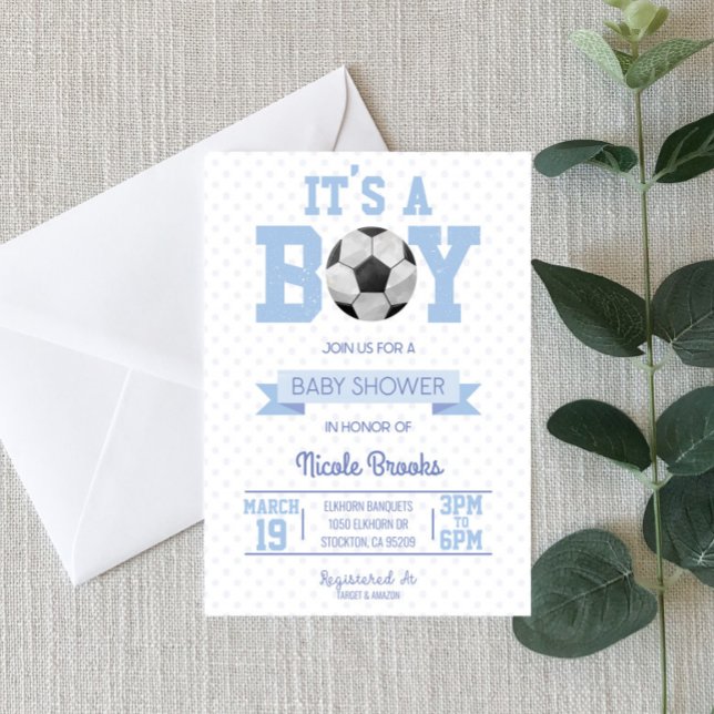 Invitation C'est un garçon ! Baby shower de balle de football (Créateur téléchargé)