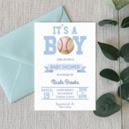 Invitation C'est un garçon ! Baby shower de base-ball bleu In