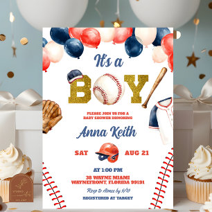 Invitation C'est un garçon Baby Shower de baseball