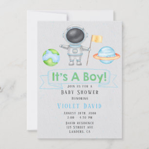 Invitation C'est un garçon Baby shower de garçon spatial