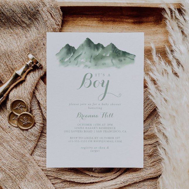 Invitation C'est un garçon Baby shower Green Mountain Country (Créateur téléchargé)