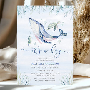 Invitation C'est un garçon Baby Shower sous la mer