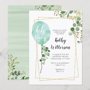 Invitation C'est un garçon Ballon Greenery oh baby shower