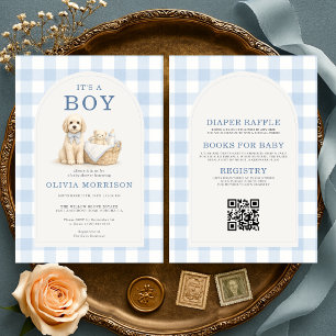 Invitation C'est un garçon Bébé garçon Chien en bleu Baby Sho
