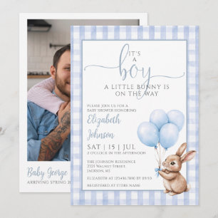 Invitation C'est un garçon Bébé Lapin Baby Shower Code QR Pho