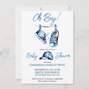 Invitation C'est un garçon bleu bébé chaussures un casquette