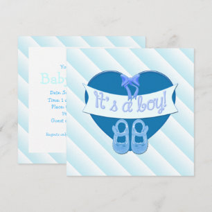 Invitation C'est un garçon Blue Heart Chaussures Baby Boy Sho