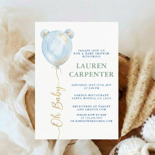 Invitation C'est un garçon Célébration Ballon Bleu Marine Fêt