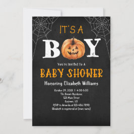 Invitation C'est un garçon Citrouille Baby shower d'Halloween