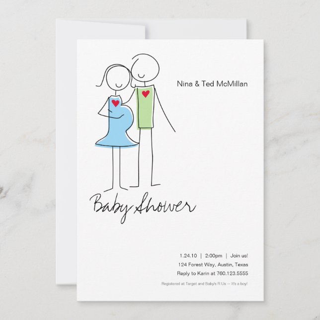 Invitation C'est un garçon, Coed Baby Shower Invitations, 5x7 (Devant)