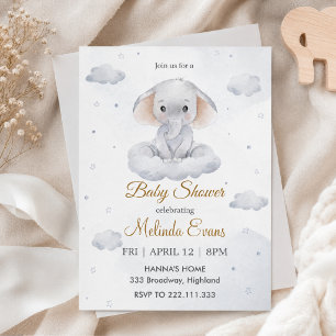 Invitation C'est un garçon éléphant mignon shower pour bébé