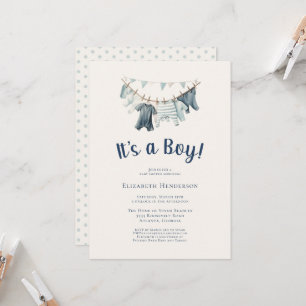Invitation C'est un garçon Fête prénatale Baby Blue sur une c