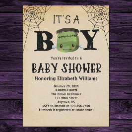 Invitation C'est un garçon Frankenstein Baby shower d'Hallowe