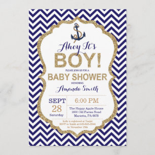 Invitation C'est un garçon !Invitation au Baby shower nautiqu