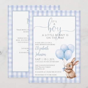 Invitation C'est un garçon Lapin Bleu Baby Shower Tout en Un