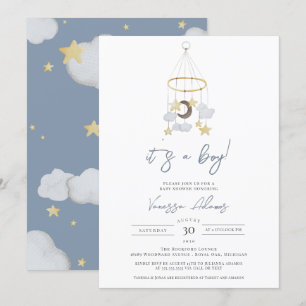 Invitation C'est un garçon Lune et les étoiles Baby Nursery D