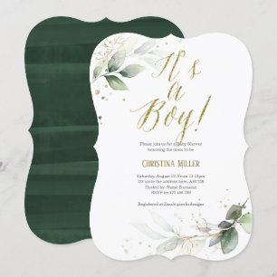Invitation C'est un garçon, Moderne, Botanique, Bébé garçon D