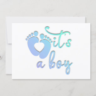 Invitation C'est un garçon Nouveau bébé Douche Bleu Coeur Pie