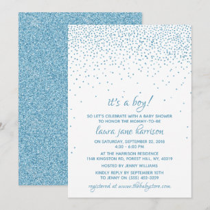 Invitation C'est un garçon ! Parties scintillant bleue Baby s
