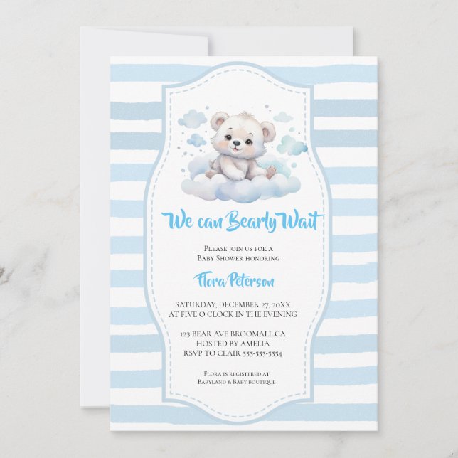 Invitation C'est un garçon qui attend la douche d'ours bébé e (Devant)