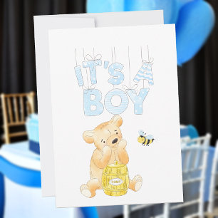 Invitation C'est un ours en peluche d'abeille à miel pour béb