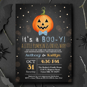 Invitation C'est un petit Baby shower d'Halloween Citrouille