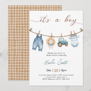 Invitation C'est un petit paysan Baby shower de linge de bébé