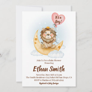 Invitation C'est un Safari Lion Aquarelle Garçon Baby Shower