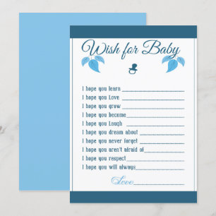 Invitation C'est un voeu de Baby shower pour bébé