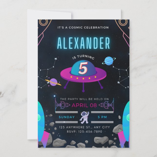Invitation c'est une célébration cosmique 5ème anniversaire (Devant)