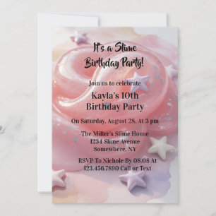 Invitation C'est une fête d'anniversaire de Slime pour les fi