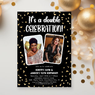 Invitation C'est une fête d'anniversaire photo de double célé