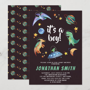 Invitation C'est une fête de Baby shower de Dinosaure de l'Es