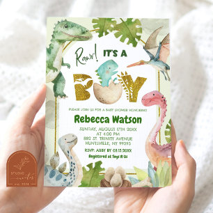 Invitation C'est une Fête de Bébé Dinosaure Garçon