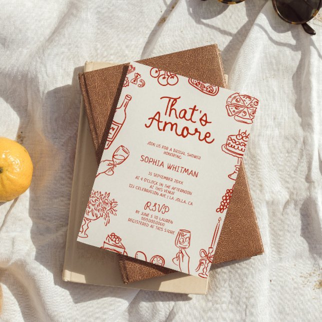 Invitation C'est une Fête des mariées illustrée plus rouge (Créateur téléchargé)