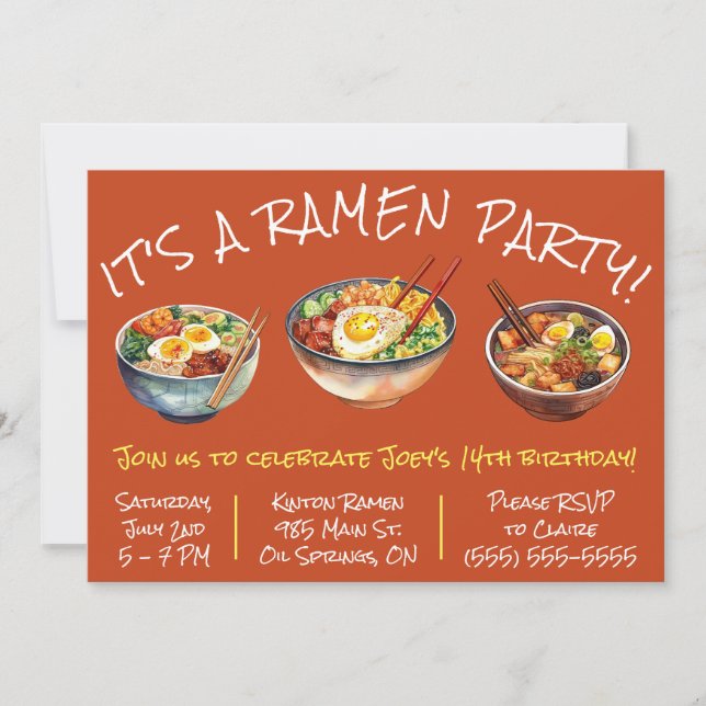 Invitation C'est une fête du Ramen ! Fête d'anniversaire pour (Devant)