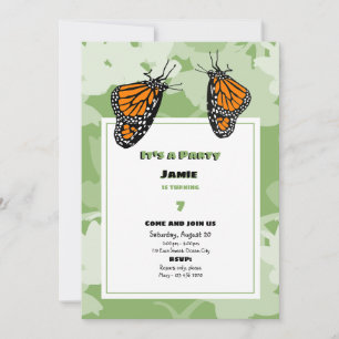 Invitation C'est une fête Orange Monarque Butterfliy Annivers