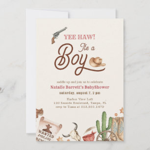 Invitation C'est une Fête Prénatale pour un Petit Cow-Boy