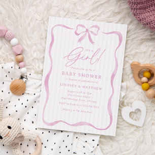 Invitation C'est une fille Arc rose Baby Shower