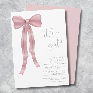 Invitation C'est une fille Baby Shower Arc-en-ciel Rose