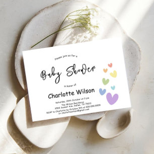 Invitation C'est une fille ! Baby shower Coeurs mignons et co