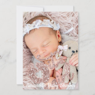 Invitation C'est une fille Baby shower Custom Photo Rose Spar