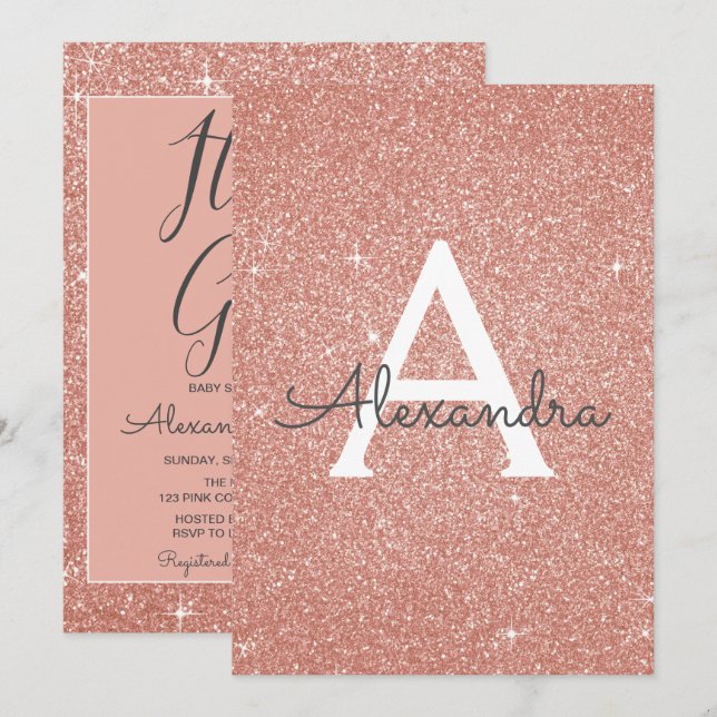 Invitation C'est une fille ! - Baby shower de Parties scintil (Devant / Derrière)