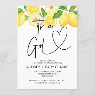 Invitation C'est une Fille Baby shower Fête Citron d'été