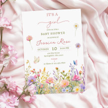 C'est une fille Baby Shower Fleur Sauvage