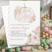 C'est une fille - Baby shower Rose Citrouille